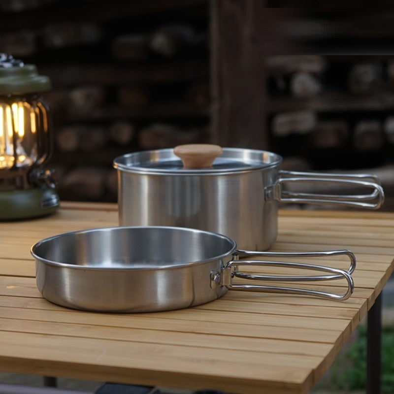 Portable Stainless Steel Folding Pot Frying Pan/Soup Pot